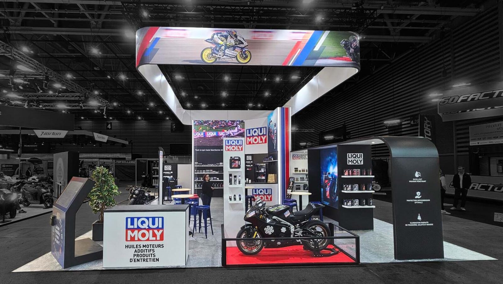 Liquimoly-Stand auf der Motorradmesse „Salon du 2 roues“ in Lyon Eurexpo