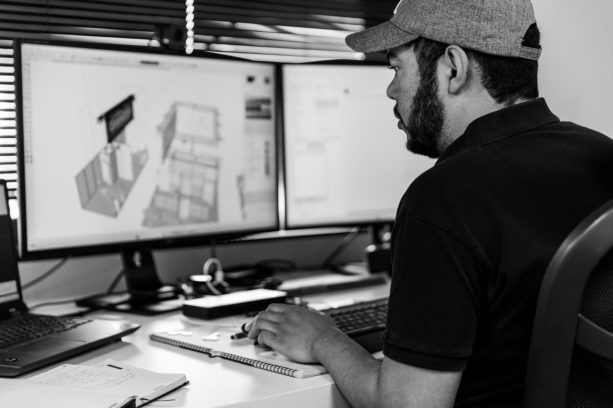 3D-Entwurf eines Messestandes und seiner Einrichtung in SketchUp, Konstruktionsbüro ENJOY