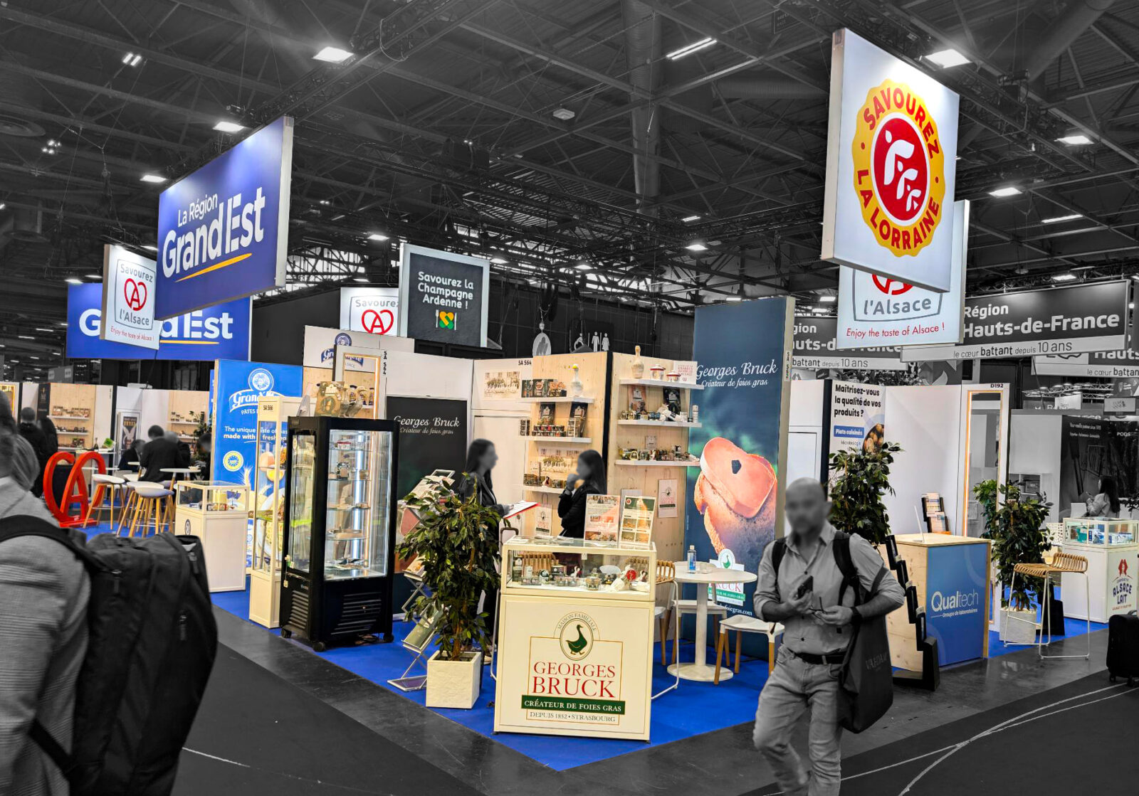 CCI Grand Est Pavilion at SIAL Paris 2026, hanging signs from the regions