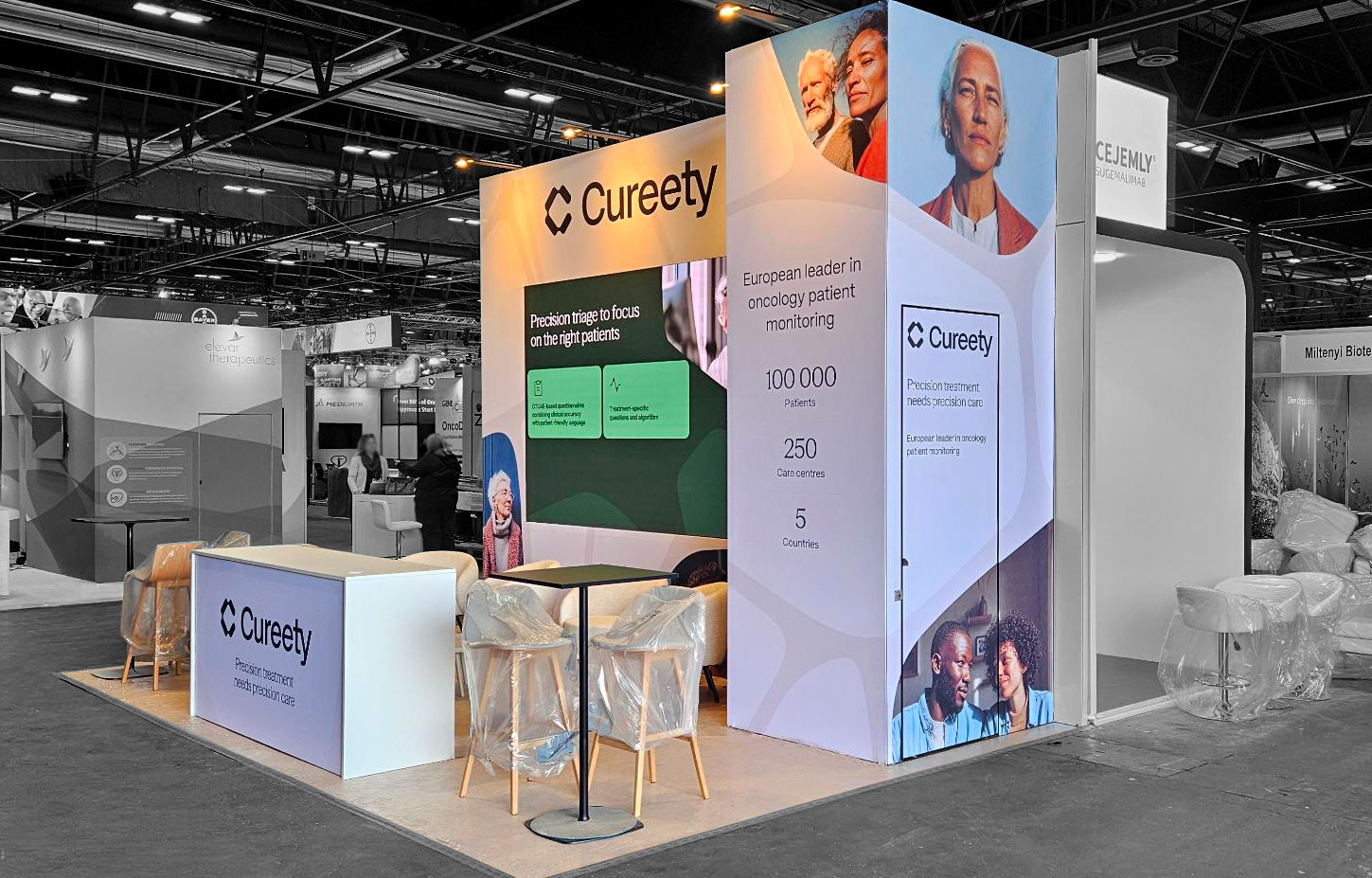Cureety Booth Display at the ESMO Congress in Madrid, Key Statistics, and Patient Profiles
